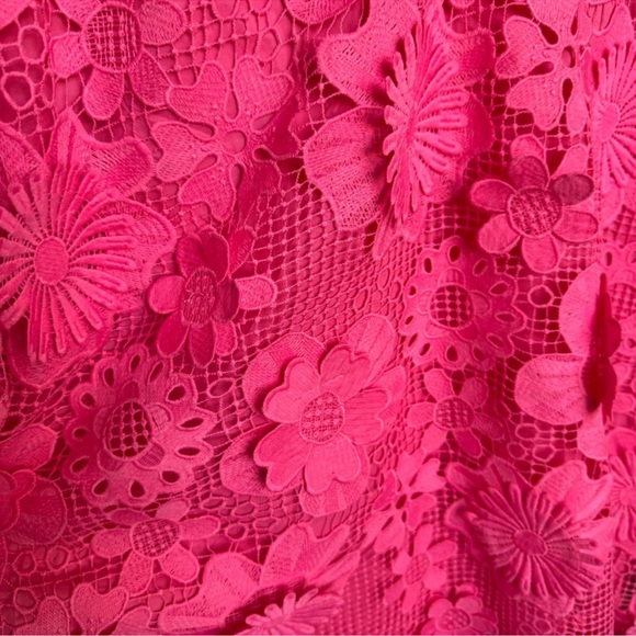 NWT J.Marie Seraphina Floral 3D Lace Split Round Button Up Neck Shift Dress Sz M - Picture 12 of 13